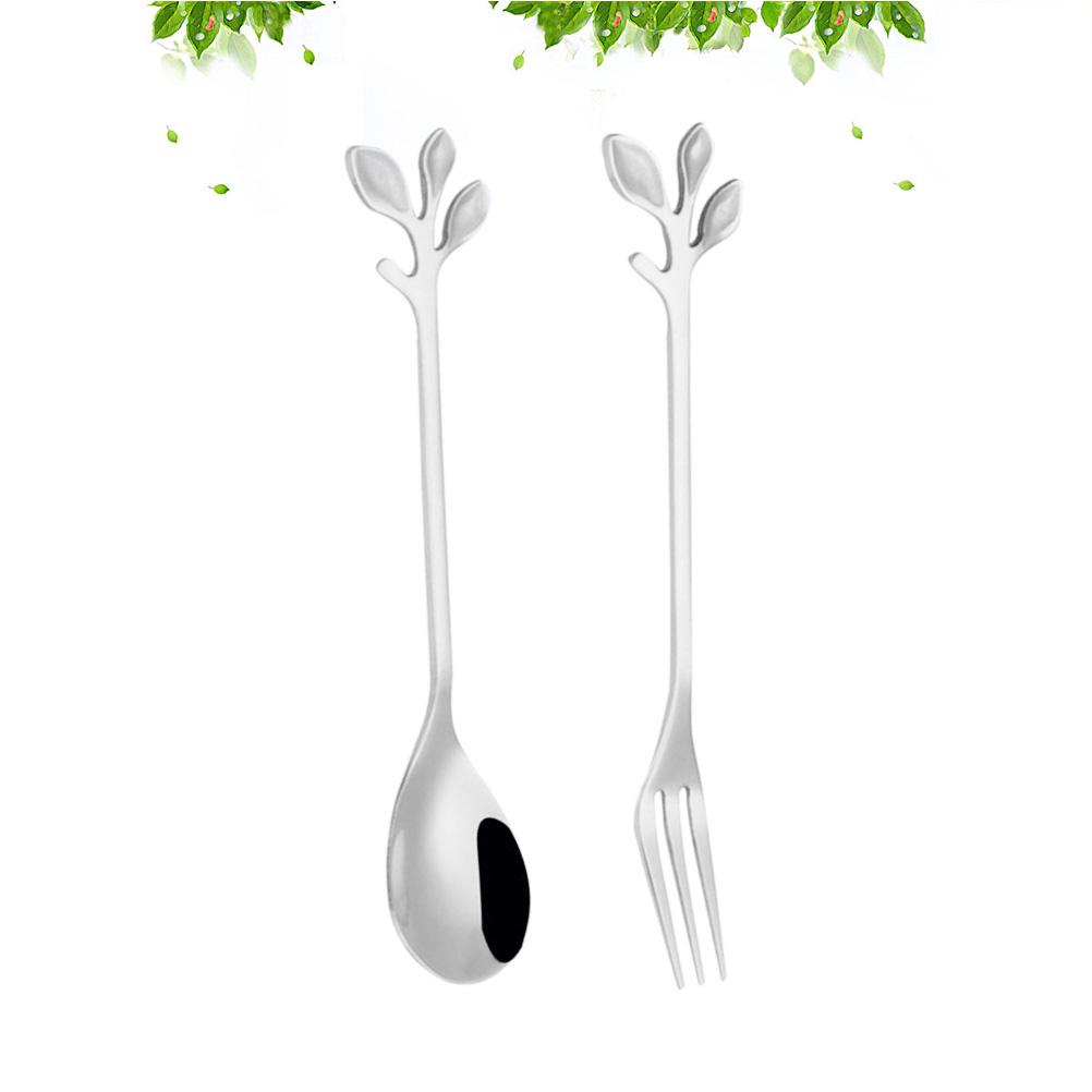2Pcs Leaf Design Ice Cream Spoon Stainless Steel Long Handle Dessert Fork Set for Coffee Cappuccino Salad Silver срібний
2Pcs Leaf Design Ice Cream Spoon Stainless Steel Long Handle Dessert Fork Set for Coffee Cappuccino Salad Silver срібний