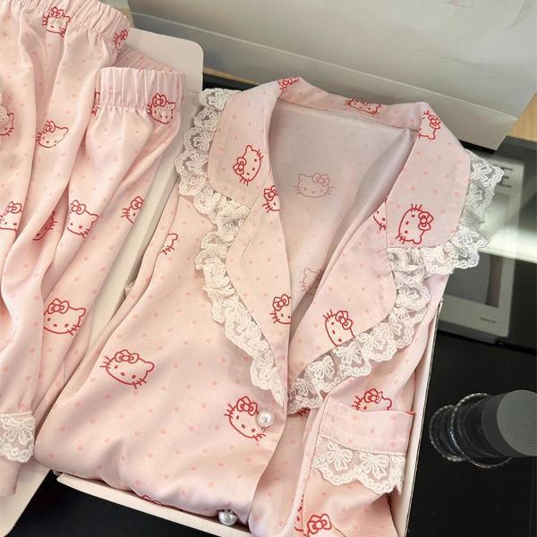 Soft cute princess cute pink polka dot Kitty cat pajamas women s summer short-sleeved shorts lace suit loungewear S
Soft cute princess cute pink polka dot Kitty cat pajamas women s summer short-sleeved shorts lace suit loungewear S
