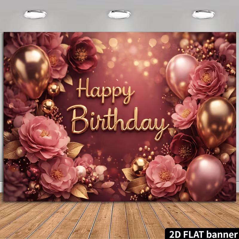 2D Floral Rose Gold Happy Birthday Backdrop Banner for Birthday Party Photography Decoration 47.2x31.5inch/120*80cm
2D Floral Rose Gold Happy Birthday Backdrop Banner for Birthday Party Photography Decoration 47.2x31.5inch/120*80cm