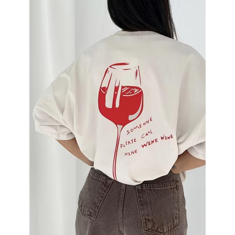 A Women S Short-Sleeve Summer Top with a Round Neckline, Perfect for Wine Lovers, It Has a Loose Fit Suitable for Everyday Outings S белый
A Women S Short-Sleeve Summer Top with a Round Neckline, Perfect for Wine Lovers, It Has a Loose Fit Suitable for Everyday Outings S белый