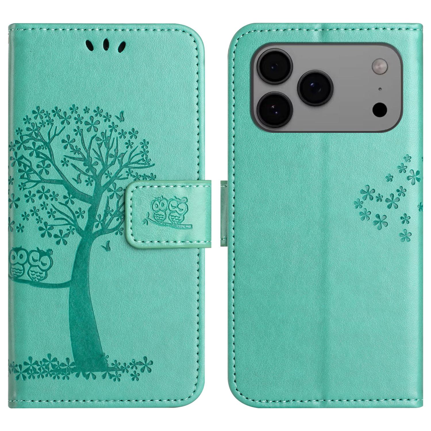 For iPhone 17 Pro Max Case PU Leather Owl Tree Imprinted Wallet Phone Cover with Strap Cyan
For iPhone 17 Pro Max Case PU Leather Owl Tree Imprinted Wallet Phone Cover with Strap Cyan