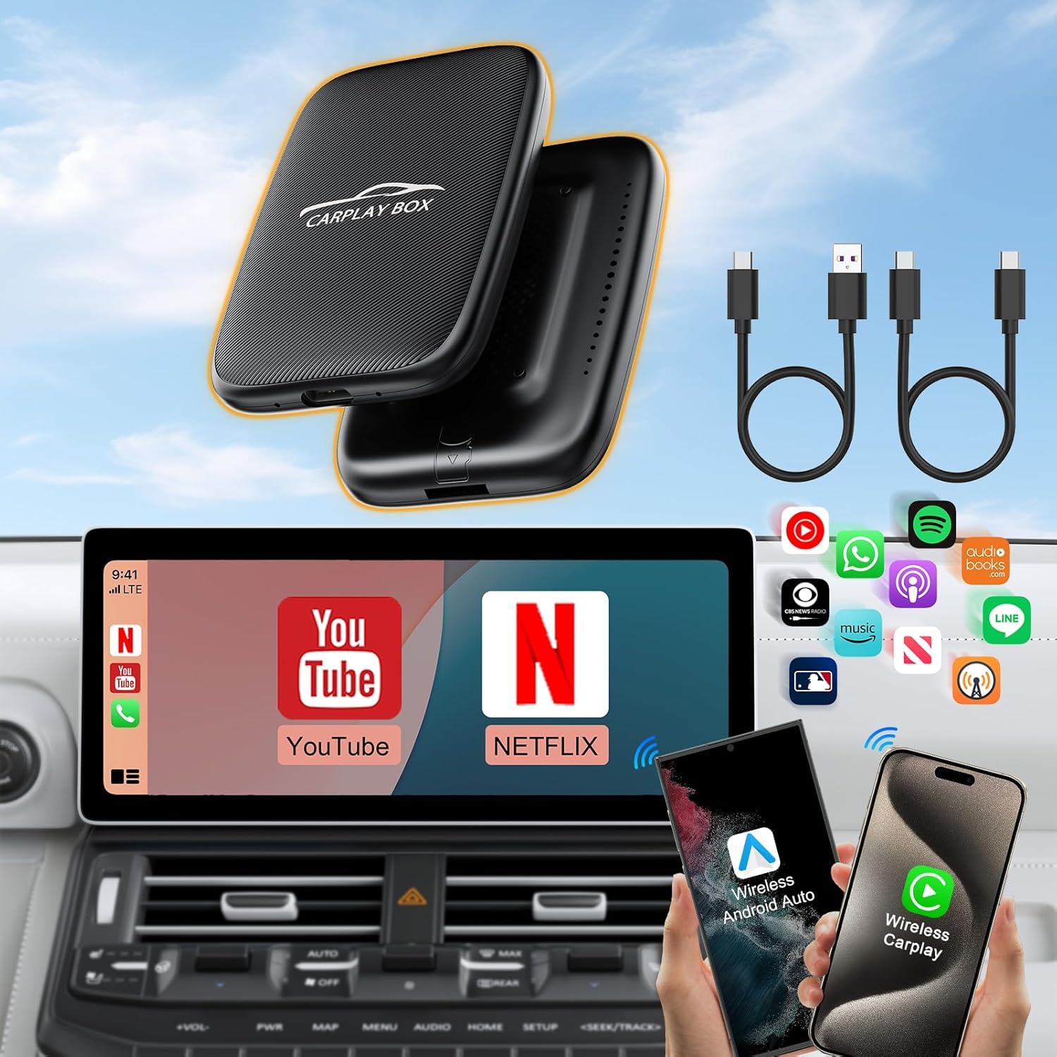 2025 Upgraded Wireless CarPlay & Android Auto Dongle, Support Netflix/YouTube, USB-C CarPlay Ai Box with Cable for iPhone & Andr чорний
2025 Upgraded Wireless CarPlay & Android Auto Dongle, Support Netflix/YouTube, USB-C CarPlay Ai Box with Cable for iPhone & Andr чорний