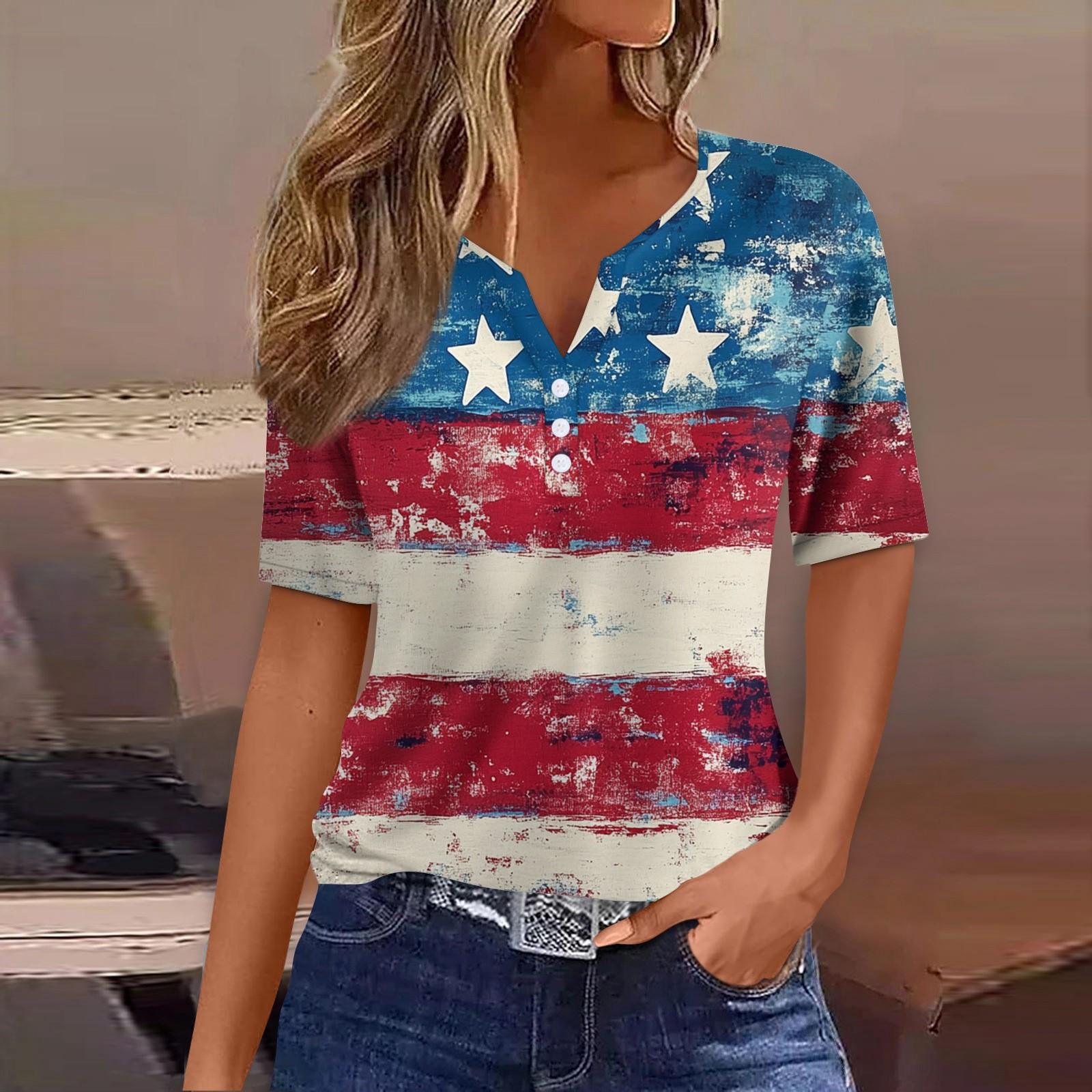 Women s Fashion Casual Independence Day Print V-neck Short Sleeve Decorated Button T-shirt Top S винний
Women s Fashion Casual Independence Day Print V-neck Short Sleeve Decorated Button T-shirt Top S винний
