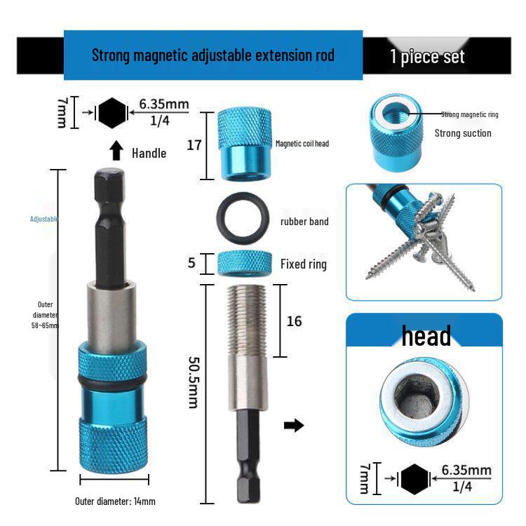 Colorful Quick-Release 6.35mm Magnetic Hex Handle Rod, 60mm Length
Colorful Quick-Release 6.35mm Magnetic Hex Handle Rod, 60mm Length