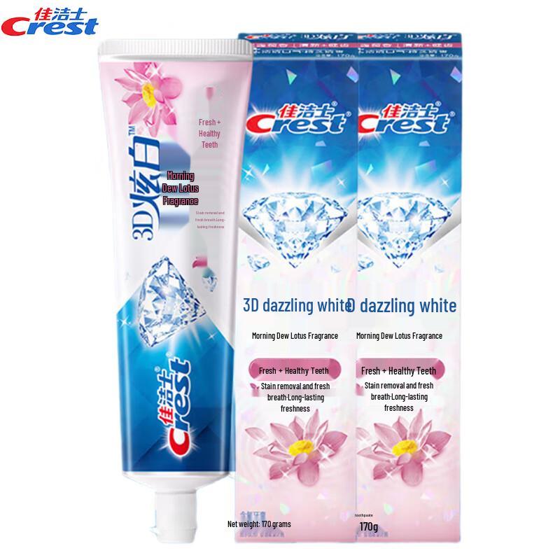 Crest 3D White Morning Dew Lotus Toothpaste, 170g 2-Pack
Crest 3D White Morning Dew Lotus Toothpaste, 170g 2-Pack
