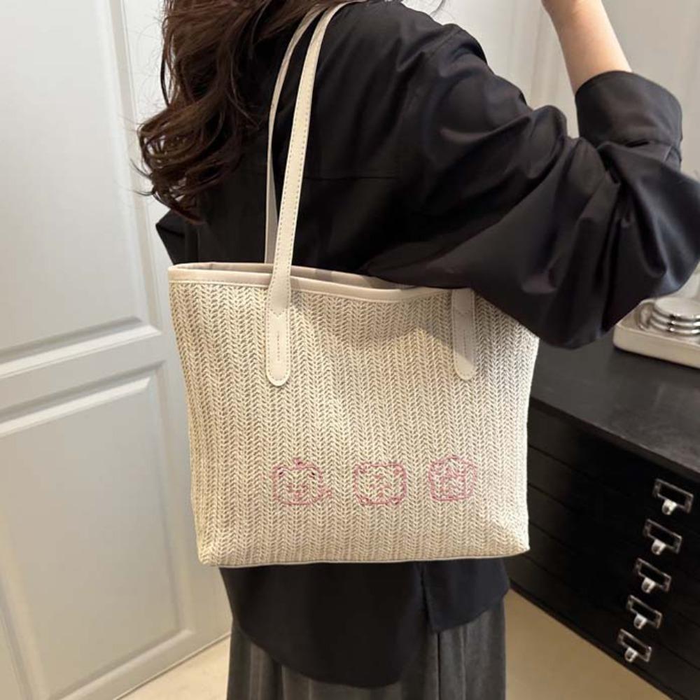 Sweet Woven Underarm Bag PU Summer Beach Handbag Casual Straw Tote Bag Daily білий
Sweet Woven Underarm Bag PU Summer Beach Handbag Casual Straw Tote Bag Daily білий