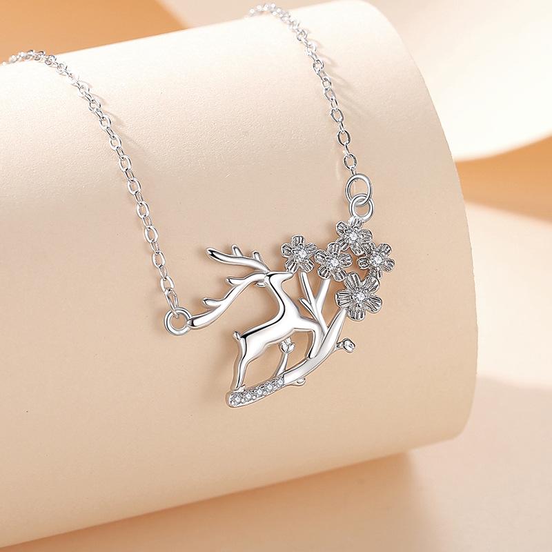 S925 Pure Silver Women s Necklace - Deer & Plum Blossom Mori Style, Korean Christmas Gift Sterling Silver 925
S925 Pure Silver Women s Necklace - Deer & Plum Blossom Mori Style, Korean Christmas Gift Sterling Silver 925