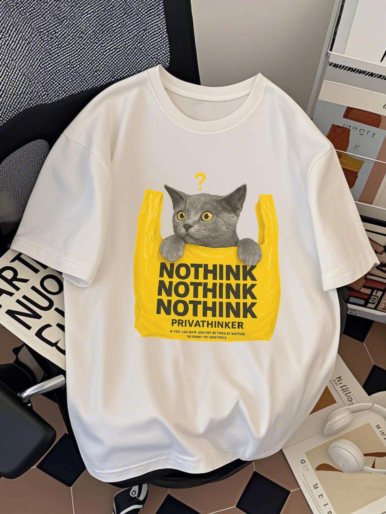 PRIVATHINKER Graphic Print Summer Breathable Fit Tee with Cat NOTHINK NOTHINK Print Aesthetic Clothes Men Women Clothes 4XL
PRIVATHINKER Graphic Print Summer Breathable Fit Tee with Cat NOTHINK NOTHINK Print Aesthetic Clothes Men Women Clothes 4XL