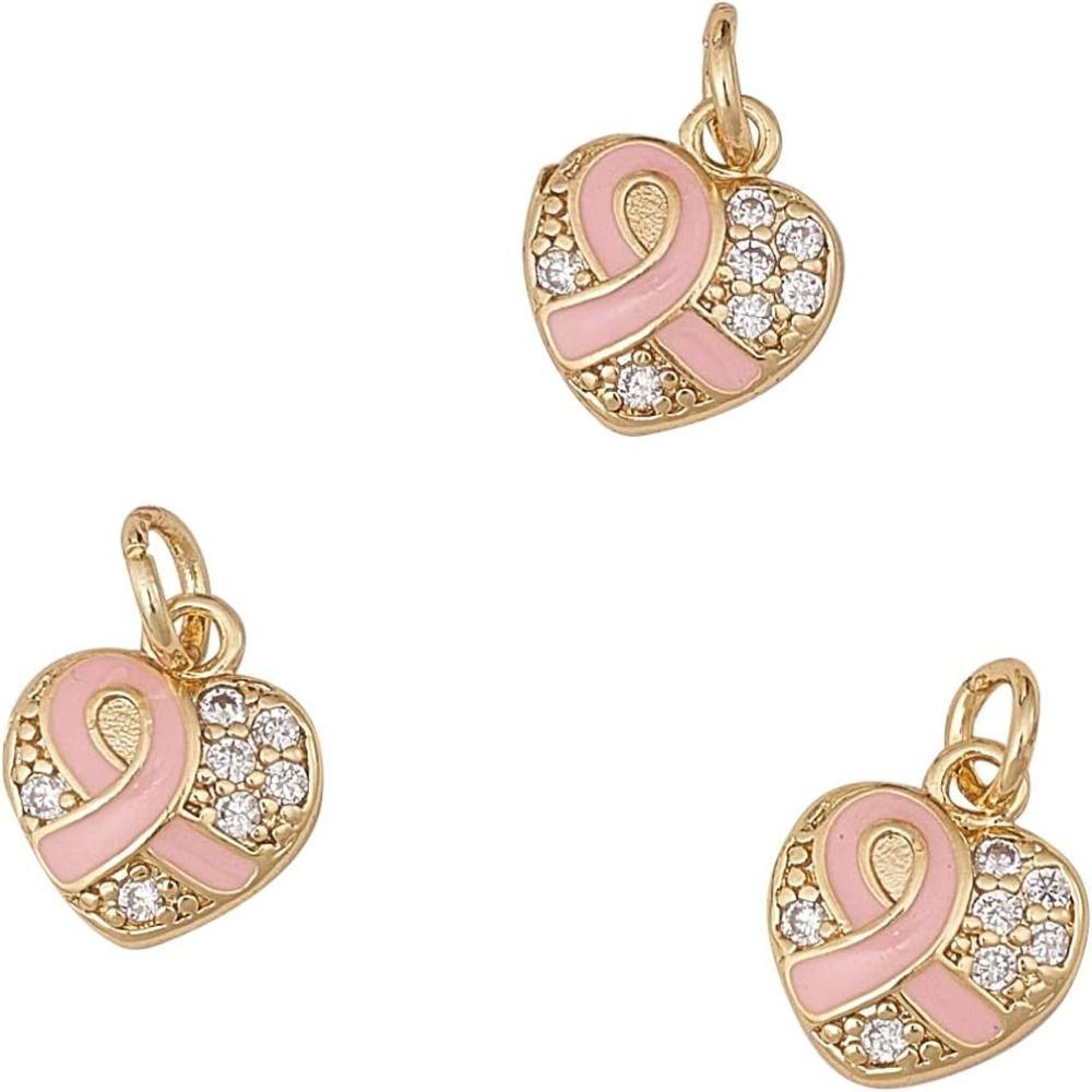 Micro Pave Clear Cubic Zirconia 11,5 * 10 мм Осведомленность о раке молочной железы Маленький шарм для DIY