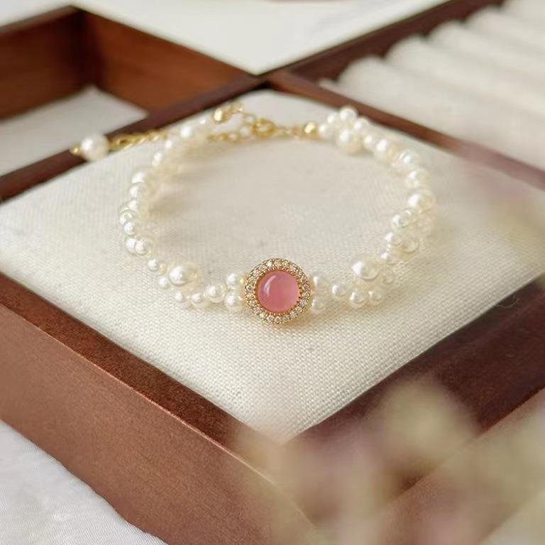 S925 Sterling Silver Bracelet with Pink Chalcedony, Aquamarine, and Pearls - Elegant Women s Beaded Jewelry 925 Silver
S925 Sterling Silver Bracelet with Pink Chalcedony, Aquamarine, and Pearls - Elegant Women s Beaded Jewelry 925 Silver