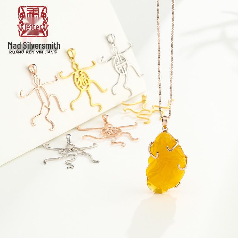 S925 Sterling Silver Freeform Pendant Holder for Men and Women Inlaid with Amber Jade Buddha
S925 Sterling Silver Freeform Pendant Holder for Men and Women Inlaid with Amber Jade Buddha