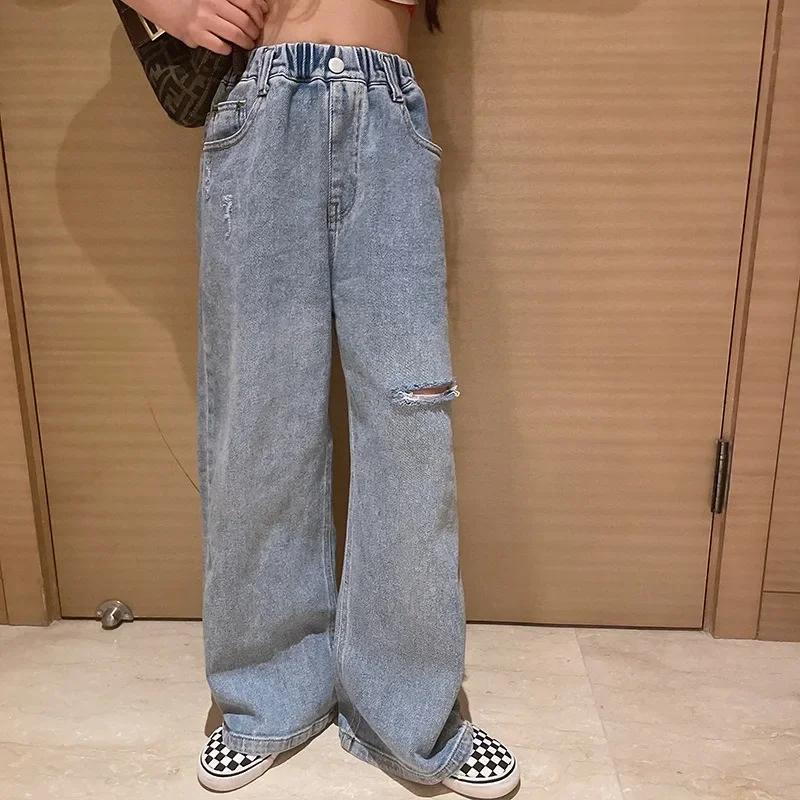 Girls Jeans Spring Girls Big Children Ripped Wide Leg Pants Loose Port Wind High Waist Straight Mop Pants 170cm синій
Girls Jeans Spring Girls Big Children Ripped Wide Leg Pants Loose Port Wind High Waist Straight Mop Pants 170cm синій