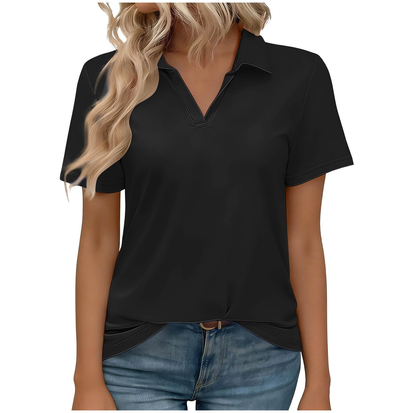 Women’s Short Sleeve Polo Collar V Neck Casual Loose Fit Basic T Shirt Soft Lightweight Top for Daily Wear Work School L чёрный
Women’s Short Sleeve Polo Collar V Neck Casual Loose Fit Basic T Shirt Soft Lightweight Top for Daily Wear Work School L чёрный
