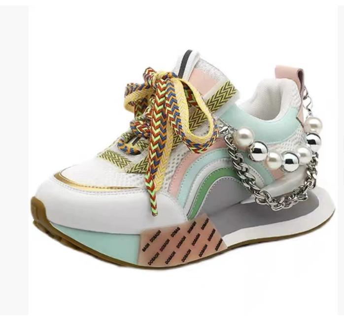 Fashion Patent leather women s casual shoes fashion beaded chain thick sole sneakers thick sole 35
Fashion Patent leather women s casual shoes fashion beaded chain thick sole sneakers thick sole 35