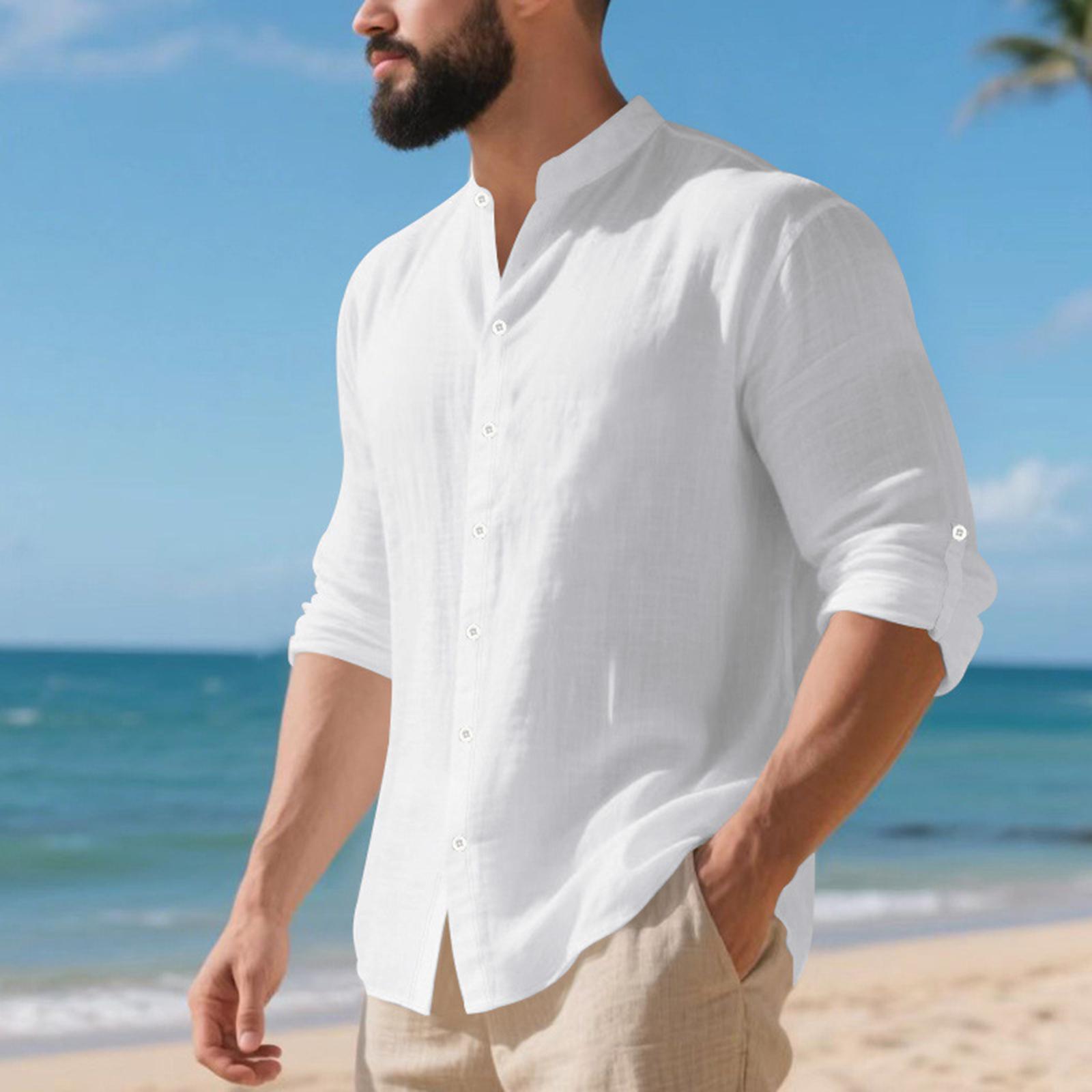 Men s Linen Button-down Shirt, Beach Shirt, Long-sleeved Plain-colored Stand-up Collar, Spring Casual Everyday Wear XL білий
Men s Linen Button-down Shirt, Beach Shirt, Long-sleeved Plain-colored Stand-up Collar, Spring Casual Everyday Wear XL білий