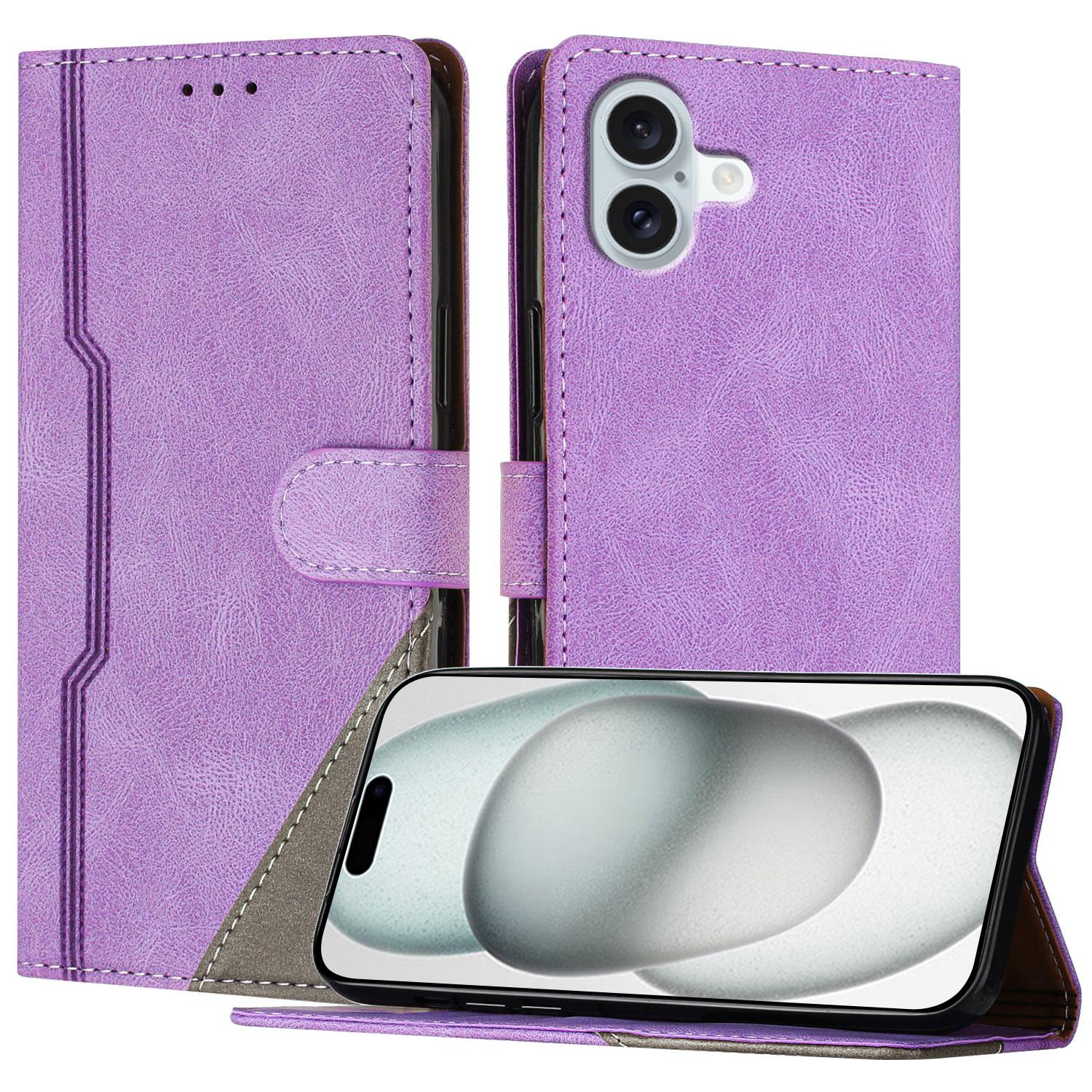 For iPhone 16 Plus Leather Case Triangle Patchwork Wallet Stand Shockproof Phone Cover Purple
For iPhone 16 Plus Leather Case Triangle Patchwork Wallet Stand Shockproof Phone Cover Purple