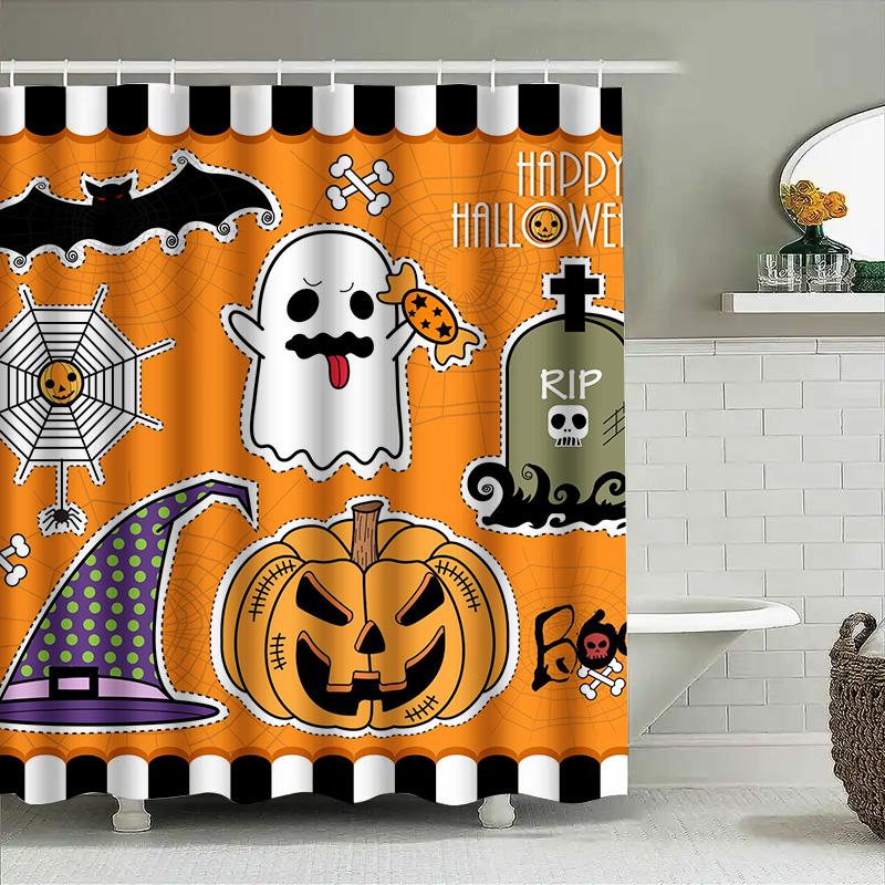 Tuniu Halloween Themed Shower Curtain Cute Ghost Pumpkin Bats Skull Pattern For Bathroom Decor W60H190(CM)-1 Pcs
Tuniu Halloween Themed Shower Curtain Cute Ghost Pumpkin Bats Skull Pattern For Bathroom Decor W60H190(CM)-1 Pcs