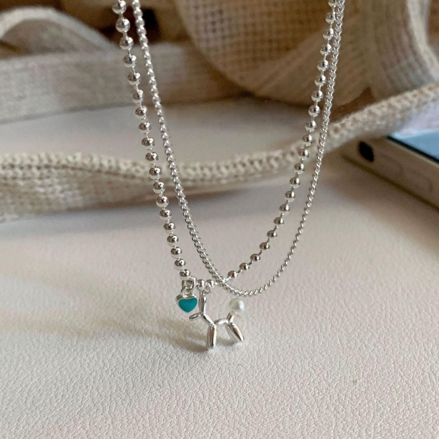 Korean-Style S925 Sterling Silver Double-Layer Balloon Dog Necklace with Epoxy Heart - Minimalist Women s Design 925 Silver
Korean-Style S925 Sterling Silver Double-Layer Balloon Dog Necklace with Epoxy Heart - Minimalist Women s Design 925 Silver