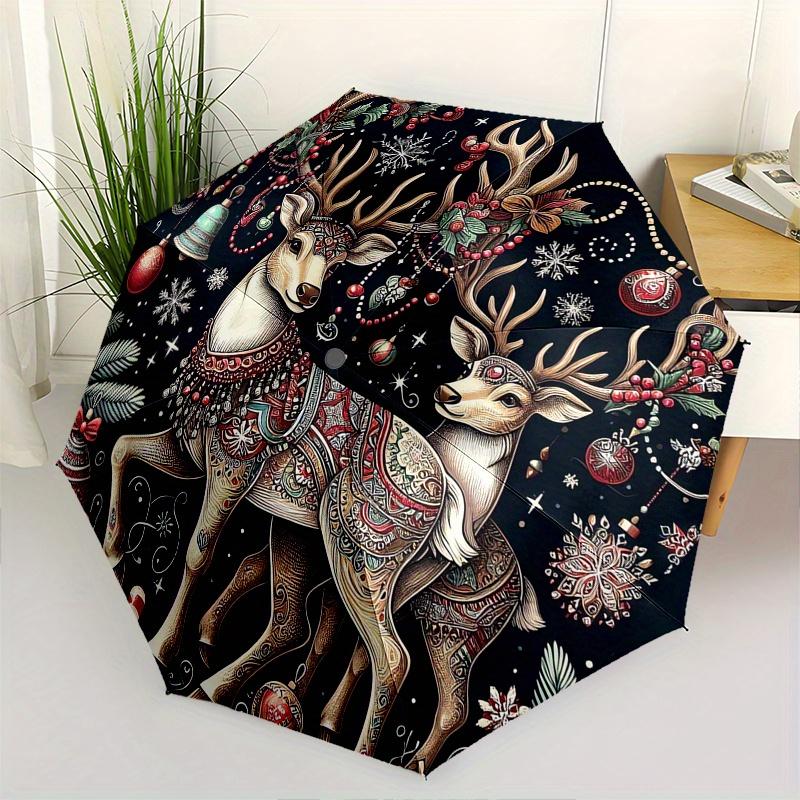 Christmas, Reindeer Themed Automatic Opening and Closing Umbrella Creative Design Umbrella, Portable Tri fold Small Umbrella for Men and W
Christmas, Reindeer Themed Automatic Opening and Closing Umbrella Creative Design Umbrella, Portable Tri fold Small Umbrella for Men and W