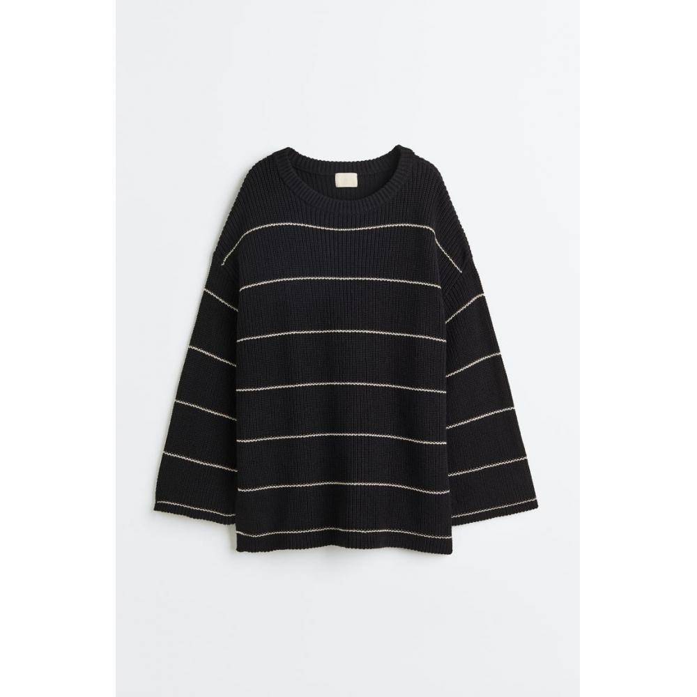 H M oversized rib knit sweater black stripe
H M oversized rib knit sweater black stripe