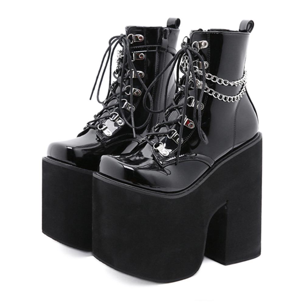 Gdgydh Women s Black Goth Boots Closed Toe Lace Up High Platform Short Boots Chunky Heels Fashion Chain Decor Side Zipper 43
Gdgydh Women s Black Goth Boots Closed Toe Lace Up High Platform Short Boots Chunky Heels Fashion Chain Decor Side Zipper 43
