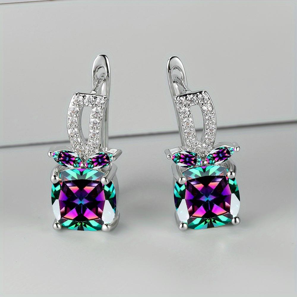 1 пара висячих сережек в форме яблока с зеленым камнем квадратной огранки, серебряные серьги в стиле яблока с фруктами, кольцо для невесты, обручальные украшения