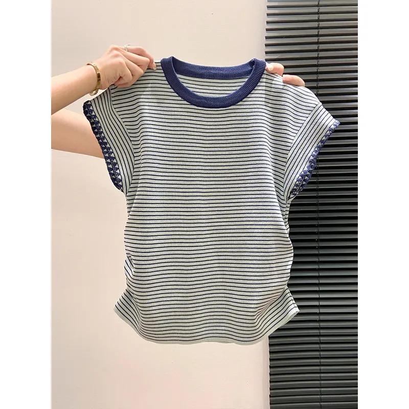 Women s Purple Striped Knit Top Crew Neck Cap Sleeve With Side Ruched Casual Slim Fit Blouse S зелений
Women s Purple Striped Knit Top Crew Neck Cap Sleeve With Side Ruched Casual Slim Fit Blouse S зелений