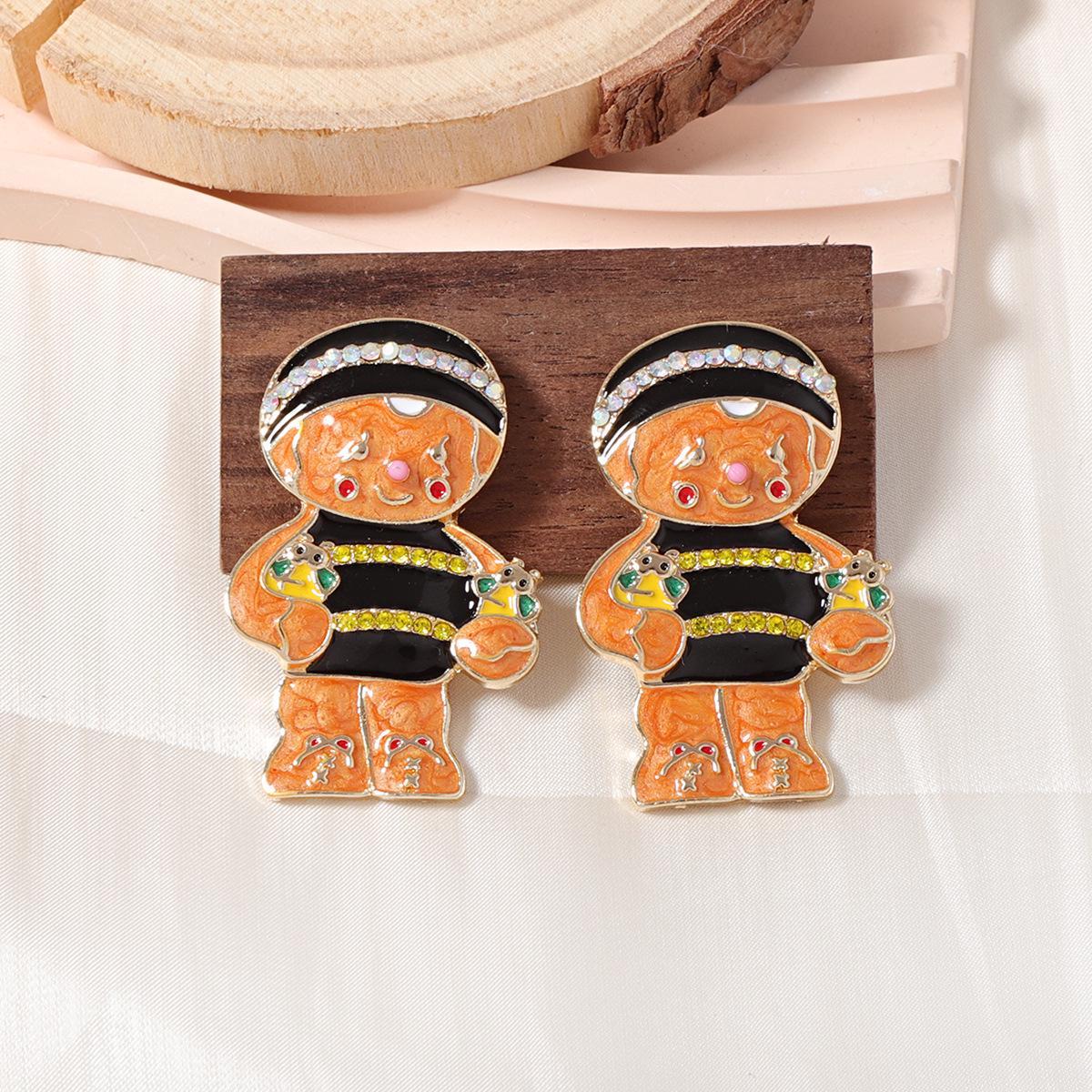 European & American Cute Christmas Cartoon Gingerbread Man Zircon Stud Earrings for Women помаранчевий
European & American Cute Christmas Cartoon Gingerbread Man Zircon Stud Earrings for Women помаранчевий