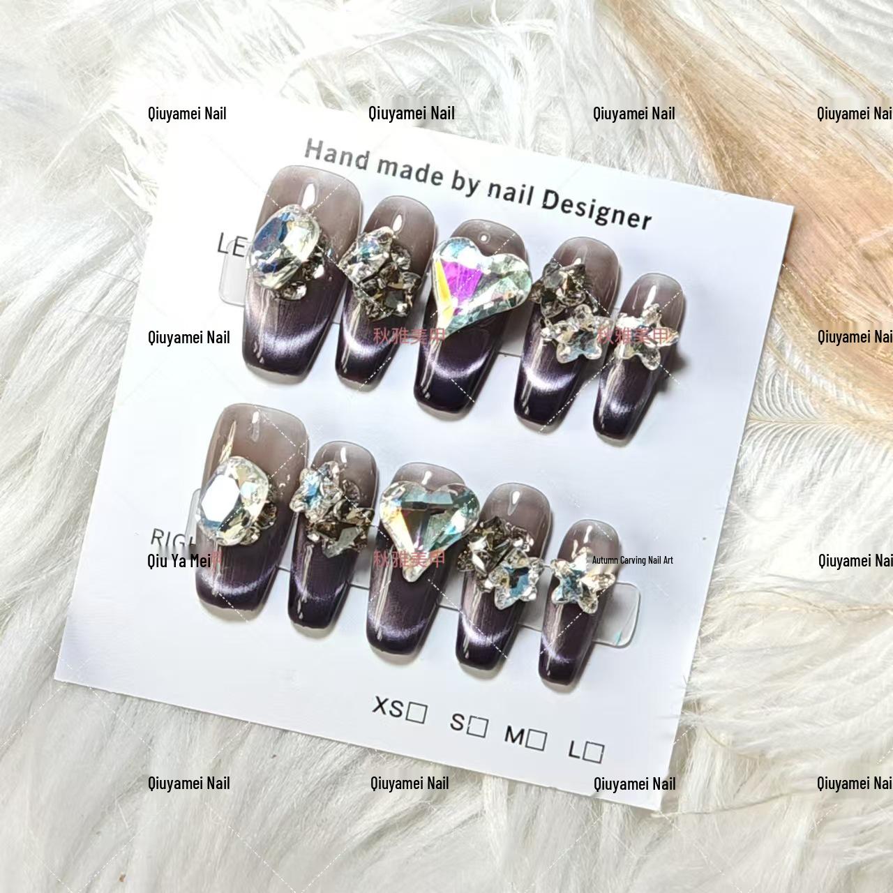 Violet French Crushed Diamond Butterfly Heart Press-on Nails with K9 Diamond Accents Medium M
Violet French Crushed Diamond Butterfly Heart Press-on Nails with K9 Diamond Accents Medium M