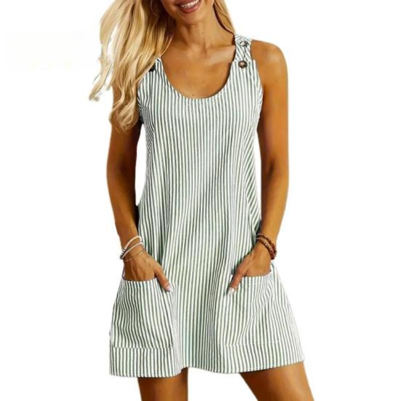 Летний женский сарафан с круглым вырезом в полоску с принтом без рукавов и карманами Свободный декор на пуговицах Повседневная повседневная одежда Мини-платье Короткое платье для свиданий и отпуска S армия зеленый
Летний женский сарафан с круглым вырезом в полоску с принтом без рукавов и карманами Свободный декор на пуговицах Повседневная повседневная одежда Мини-платье Короткое платье для свиданий и отпуска S армия зеленый