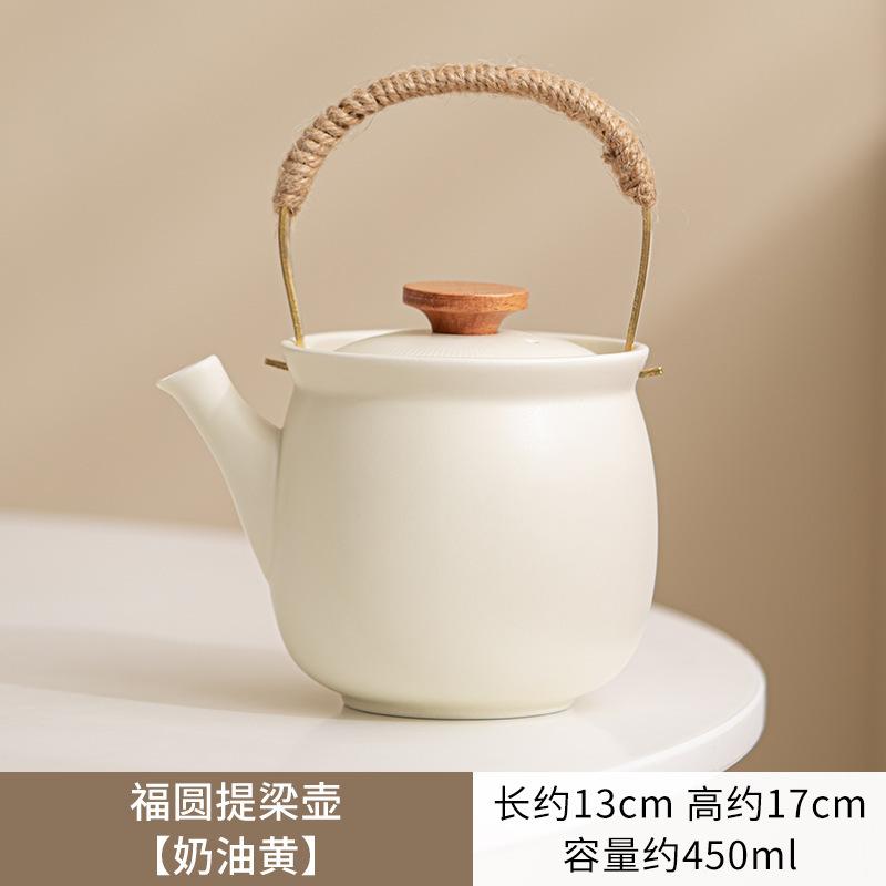 Изысканный кремово-желтый керамический чайник для заваривания чая, нагревательная свеча, подставка для подогрева чая, чайник для выпечки, подставка для чайника