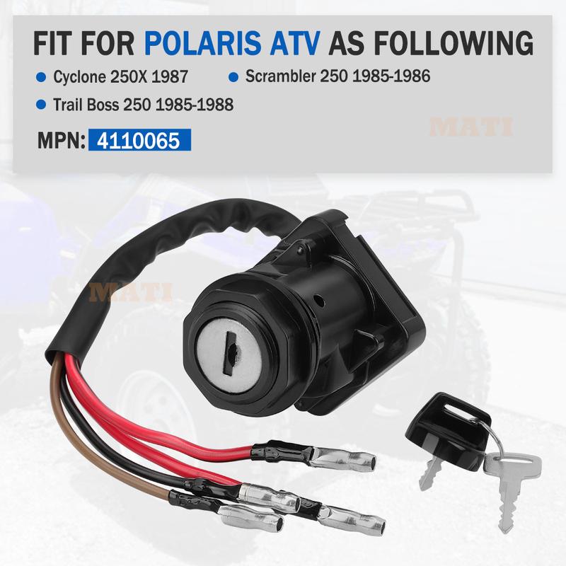 MATI Ignition Key Switch for Polaris Trail Boss 250 Scrambler 250 Cyclone 250X 1985-1988 Ignition Key 4110065
MATI Ignition Key Switch for Polaris Trail Boss 250 Scrambler 250 Cyclone 250X 1985-1988 Ignition Key 4110065