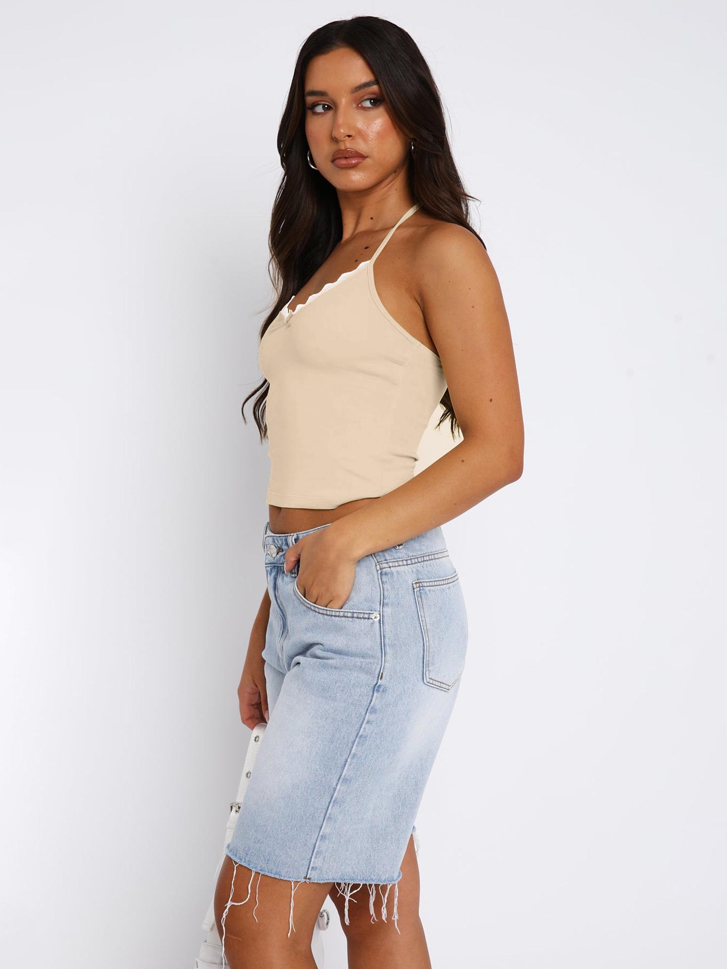 Halter Lace Patchwork Tank Top - European & American Y2K Style, Pure Desire Cropped Camisole, Sexy Sleeveless Women s Clothing L абрикосовий
Halter Lace Patchwork Tank Top - European & American Y2K Style, Pure Desire Cropped Camisole, Sexy Sleeveless Women s Clothing L абрикосовий