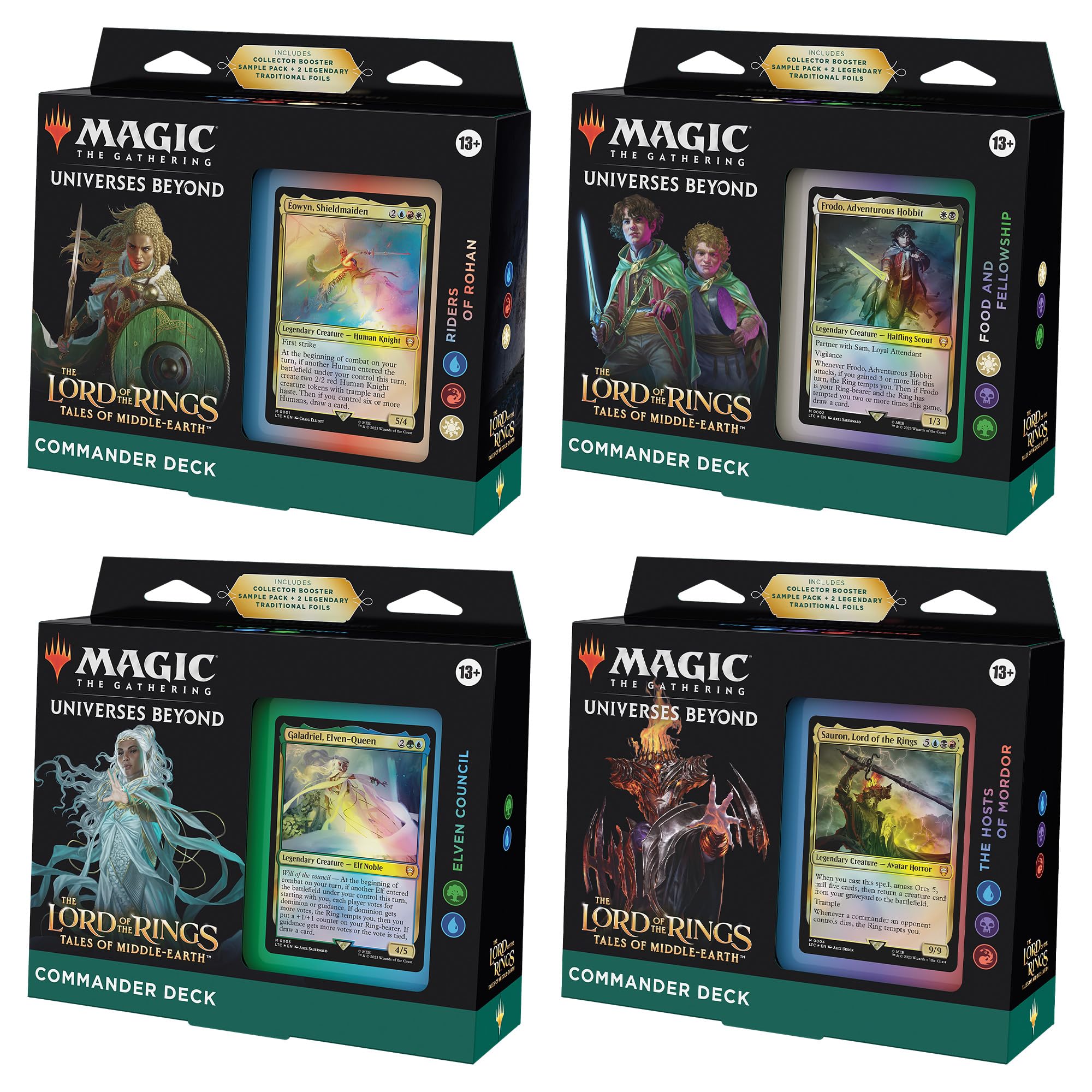 Magic the Gathering Lord of the Tales of Commander Deck Set Всего 4 колоды Кольца: Средиземье –
Magic the Gathering Lord of the Tales of Commander Deck Set Всего 4 колоды Кольца: Средиземье –