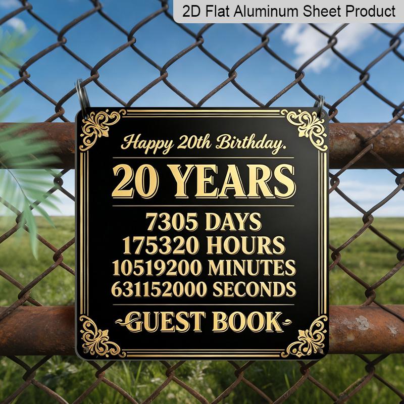 2D Flat, 1pc, Vintage Metal Aluminum Decorative Sign, Happy 20th Birthday - 20 Years Guest Book Sign, Retro Party Decor for Bedroom, Living Room 20*20cm
2D Flat, 1pc, Vintage Metal Aluminum Decorative Sign, Happy 20th Birthday - 20 Years Guest Book Sign, Retro Party Decor for Bedroom, Living Room 20*20cm