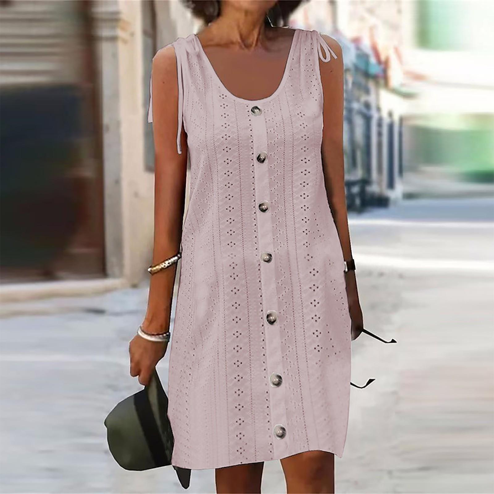 Dresses For Womens Vintage Elegant U Neck Button Long Dress Summer Casual Sleeveless Hollow Out Midi Dress L рожевий
Dresses For Womens Vintage Elegant U Neck Button Long Dress Summer Casual Sleeveless Hollow Out Midi Dress L рожевий