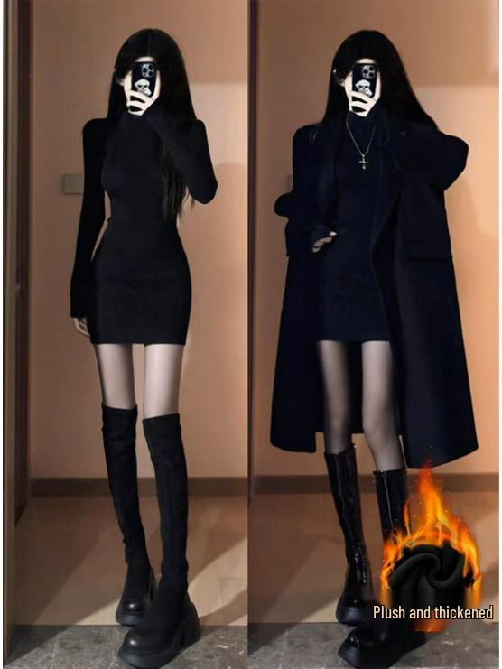Women s Thickened Black Fleece-Lined Bodycon Dress - Autumn/Winter Base Layer & Short Skirt Inner Wear M
Women s Thickened Black Fleece-Lined Bodycon Dress - Autumn/Winter Base Layer & Short Skirt Inner Wear M