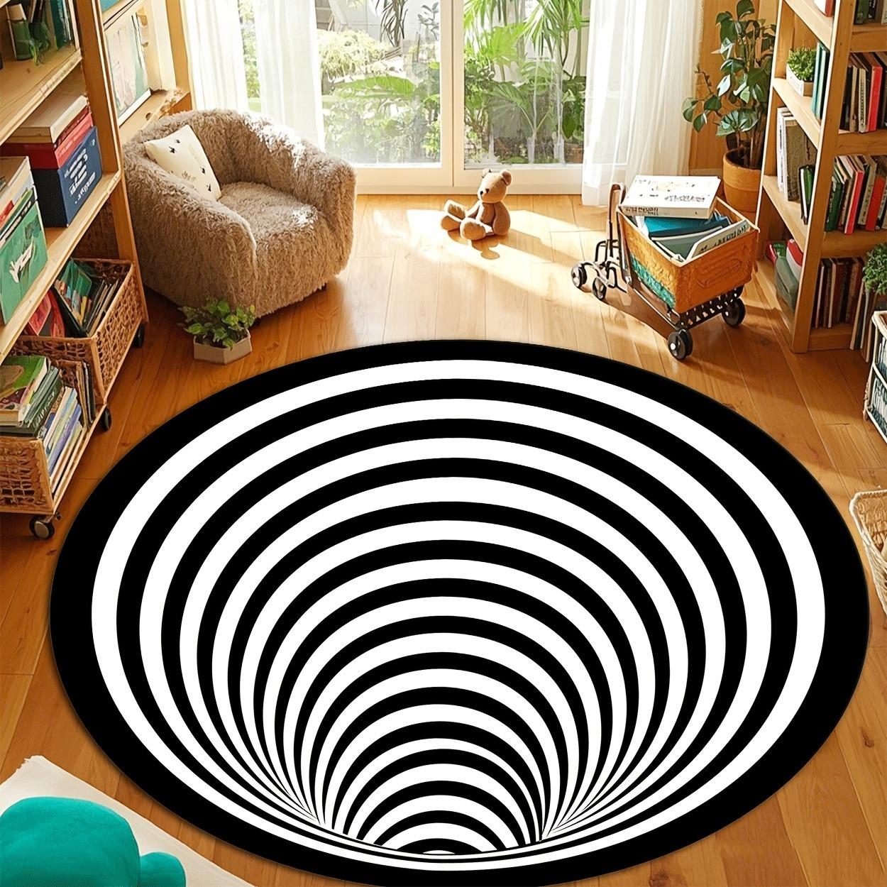 Black and White Spiral Stripe Pattern Round Rug, Non-slip Floor Mat for Living Room, Bedroom, Bathroom, Holiday Home Decoration 60
Black and White Spiral Stripe Pattern Round Rug, Non-slip Floor Mat for Living Room, Bedroom, Bathroom, Holiday Home Decoration 60