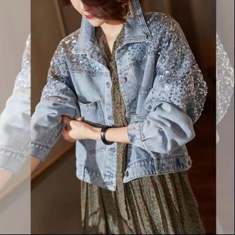 Women s Loose Fit Denim Jacket with Sequins - 2025 Autumn Korean Style M
Women s Loose Fit Denim Jacket with Sequins - 2025 Autumn Korean Style M