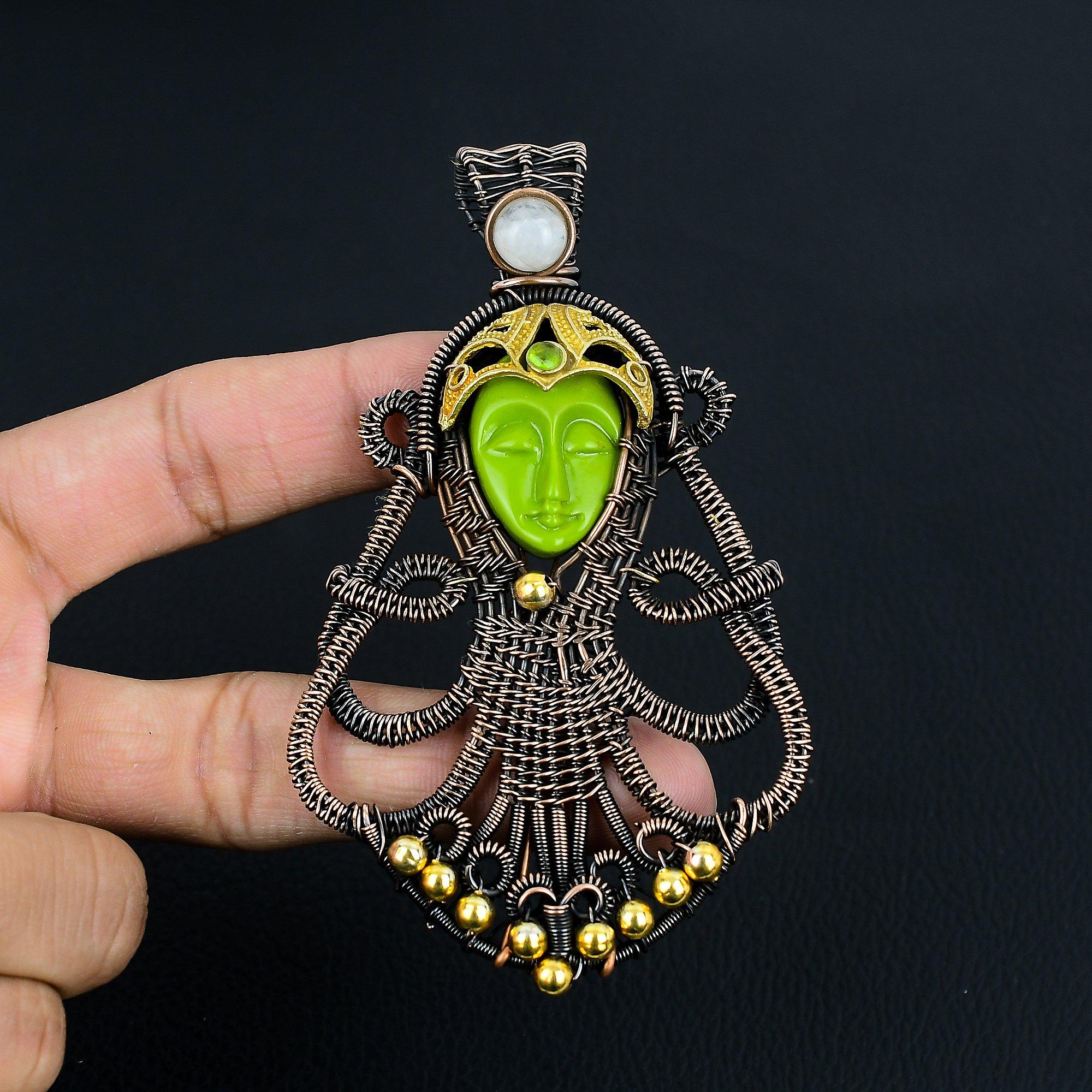 Зеленый резной лик и лунный камень, ювелирные изделия из меди 999 пробы, кулон, обернутый медной проволокой, ювелирные изделия ручной работы из драгоценных камней, подарки для жены, совершенно новый кулон 2.55 Inches
Зеленый резной лик и лунный камень, ювелирные изделия из меди 999 пробы, кулон, обернутый медной проволокой, ювелирные изделия ручной работы из драгоценных камней, подарки для жены, совершенно новый кулон 2.55 Inches