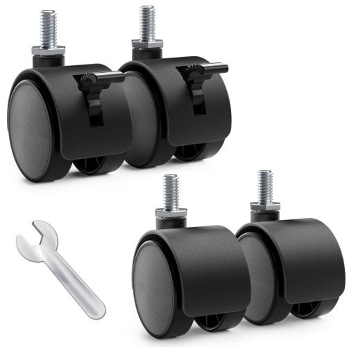 Set of 4 Screw-in Casters, M8, with Stoppers, 50mm Diameter, 360-Degree Rotation, Quiet, Replacement Casters (2 without Stoppers, 2 with Stoppers)
Set of 4 Screw-in Casters, M8, with Stoppers, 50mm Diameter, 360-Degree Rotation, Quiet, Replacement Casters (2 without Stoppers, 2 with Stoppers)