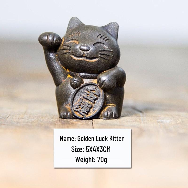 Golden Fortune Beckoning Cat: Cute Handmade Cast Iron Imitation Ornament
Golden Fortune Beckoning Cat: Cute Handmade Cast Iron Imitation Ornament