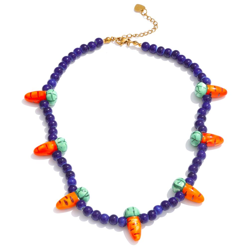 Yhpup Waterproof Fashion Blue Ceramic Beads Chain Cute Carrot Drop Necklace New Arrivals Handmade Trendy Jewelry for Women
Yhpup Waterproof Fashion Blue Ceramic Beads Chain Cute Carrot Drop Necklace New Arrivals Handmade Trendy Jewelry for Women