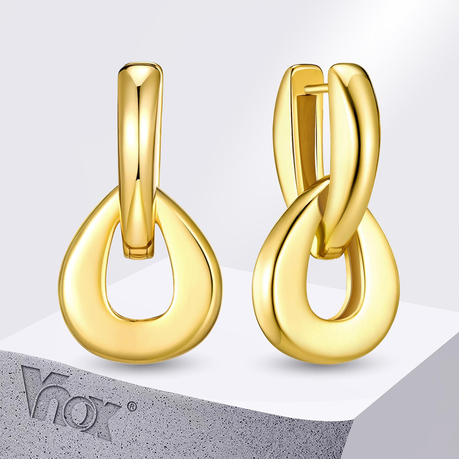 Vnox Серьги-кольца для женщин, покрытые 18-каратным золотом, гладкие серьги с двойным кольцом и подвеской в виде капли воды, модная классическая бижутерия, подарок для вечеринки
Vnox Серьги-кольца для женщин, покрытые 18-каратным золотом, гладкие серьги с двойным кольцом и подвеской в виде капли воды, модная классическая бижутерия, подарок для вечеринки