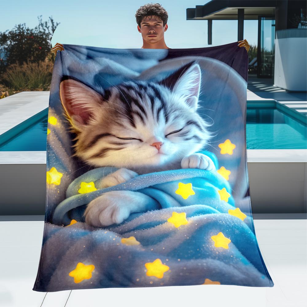 1pc Luminous Blue Star Cat Blanket - Soft Lightweight Flannel Throw, 3D Digital Printed, Tear-Resistant, All-Season Comfort for 70x100cm
1pc Luminous Blue Star Cat Blanket - Soft Lightweight Flannel Throw, 3D Digital Printed, Tear-Resistant, All-Season Comfort for 70x100cm