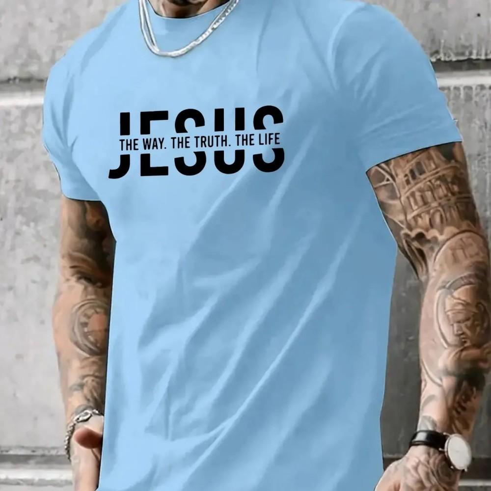Summer men s polyester fiber casual loose round neck T-shirt Jesus Way Truth Life letter printed outdoor sports top 4XL
Summer men s polyester fiber casual loose round neck T-shirt Jesus Way Truth Life letter printed outdoor sports top 4XL