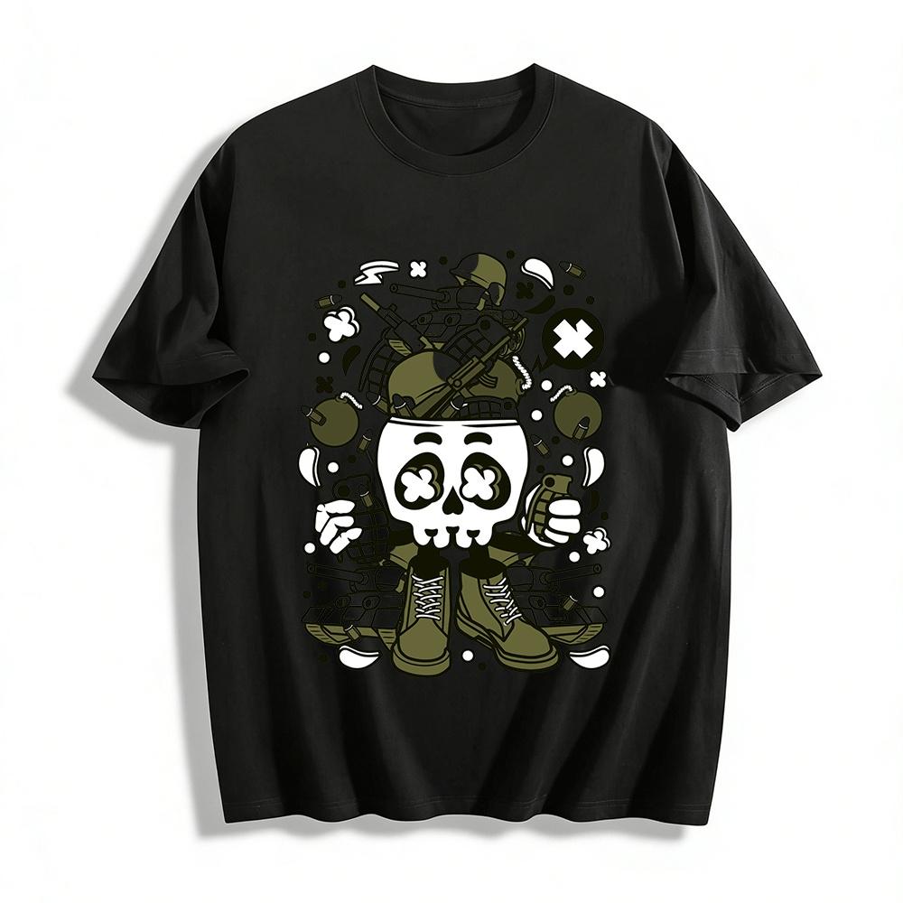 Army Style Skull Print Tanks Grenades Hip Hop Streetwear Tees Pure cotton T-shirt 6XL
Army Style Skull Print Tanks Grenades Hip Hop Streetwear Tees Pure cotton T-shirt 6XL