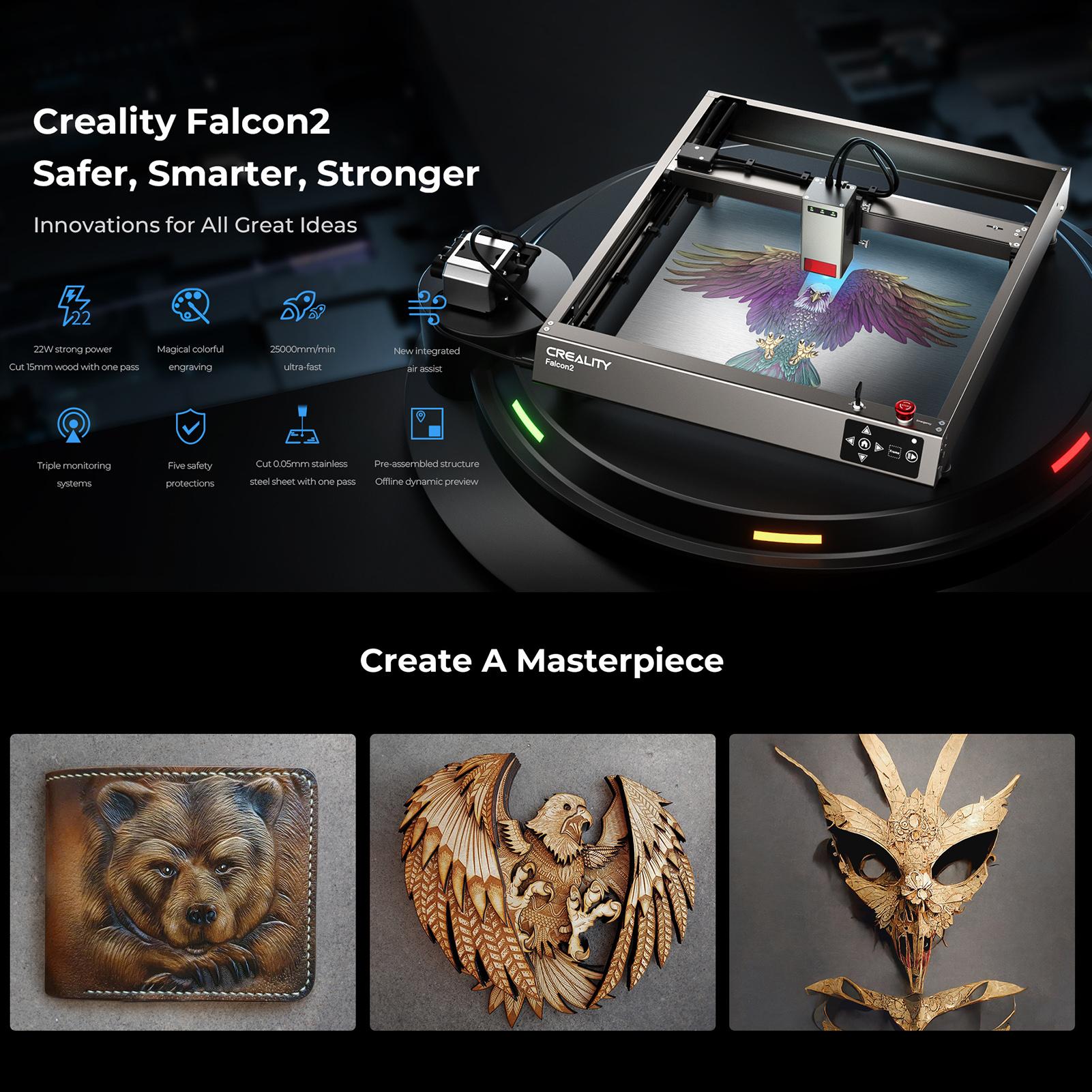 Лазерный гравер Creality 3D Falcon2, мощность лазера 22 Вт, область гравировки 400x415 мм, ручное и автоматическое управление
Лазерный гравер Creality 3D Falcon2, мощность лазера 22 Вт, область гравировки 400x415 мм, ручное и автоматическое управление