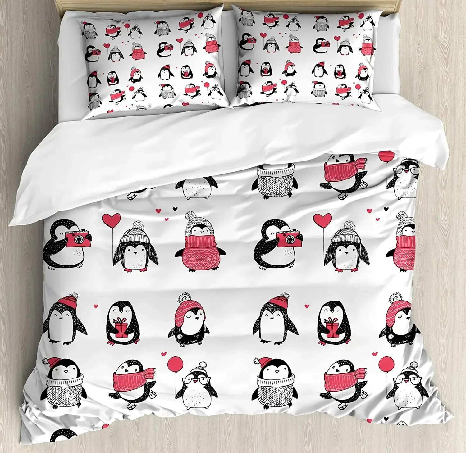Зимний комплект постельного белья для спальни, кровати, дома, милые пингвины, нарисованные вручную, набор для Рождественского пододеяльника, пододеяльника и наволочки EU Twin(135x200cm)
Зимний комплект постельного белья для спальни, кровати, дома, милые пингвины, нарисованные вручную, набор для Рождественского пододеяльника, пододеяльника и наволочки EU Twin(135x200cm)