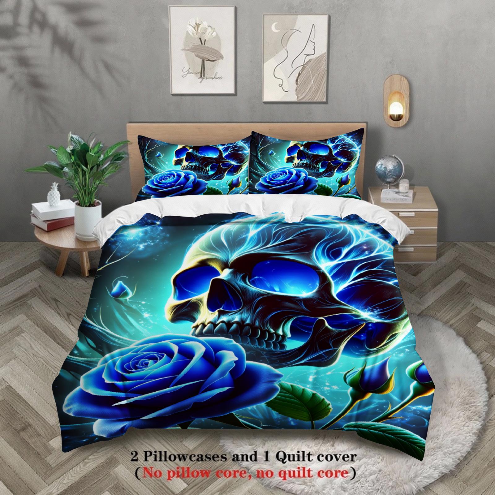 3pcs Skull And Rose Bedding Sets 3D Printed Blue Flame Skull And Rose Duvet Cover Sets With Pillowcases No Filling US Twin(172x218cm)
3pcs Skull And Rose Bedding Sets 3D Printed Blue Flame Skull And Rose Duvet Cover Sets With Pillowcases No Filling US Twin(172x218cm)